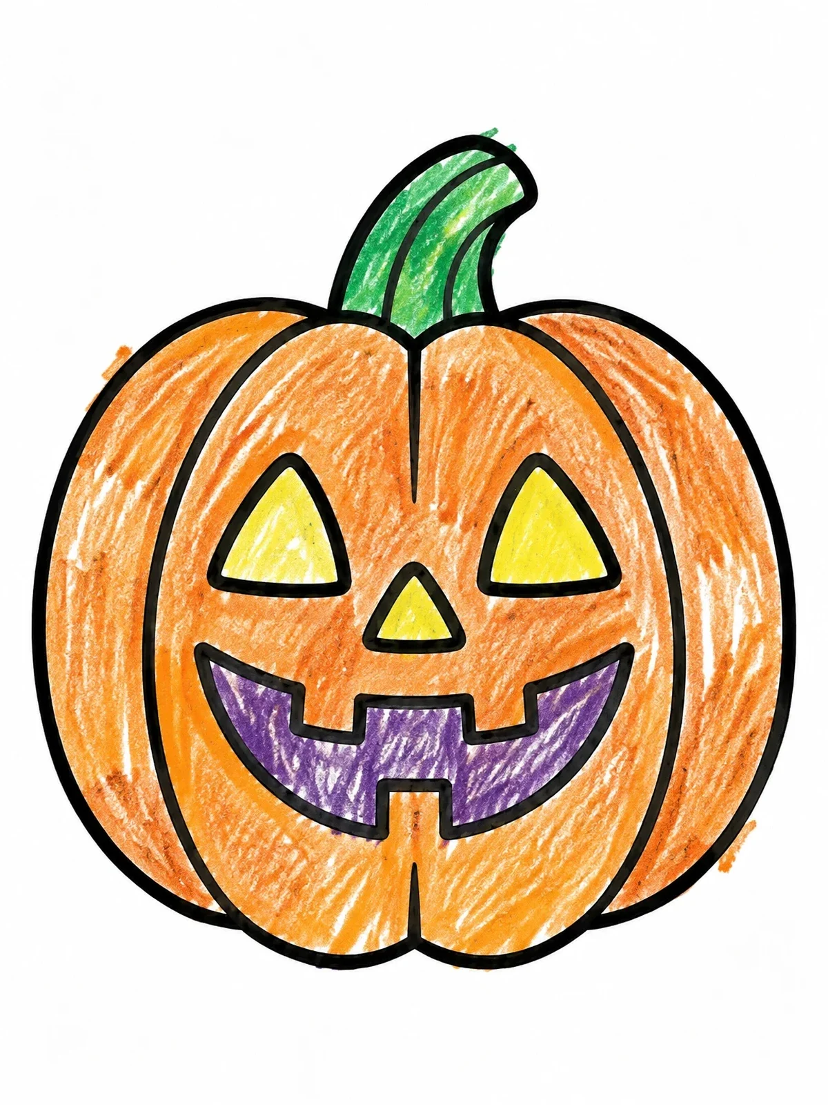 Colored example of the Friendly Smiling Jack O' Lantern Pumpkin coloring page