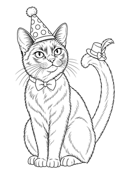 A dapper cat dressed up in this vintage halloween coloring page.