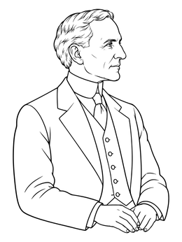Free printable Vintage Henry Ford Profile Portrait coloring page