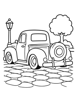 Free printable Vintage Lowrider Truck On Cobblestones coloring page