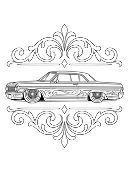 Free printable Vintage Lowrider With Filigree Ornaments coloring page