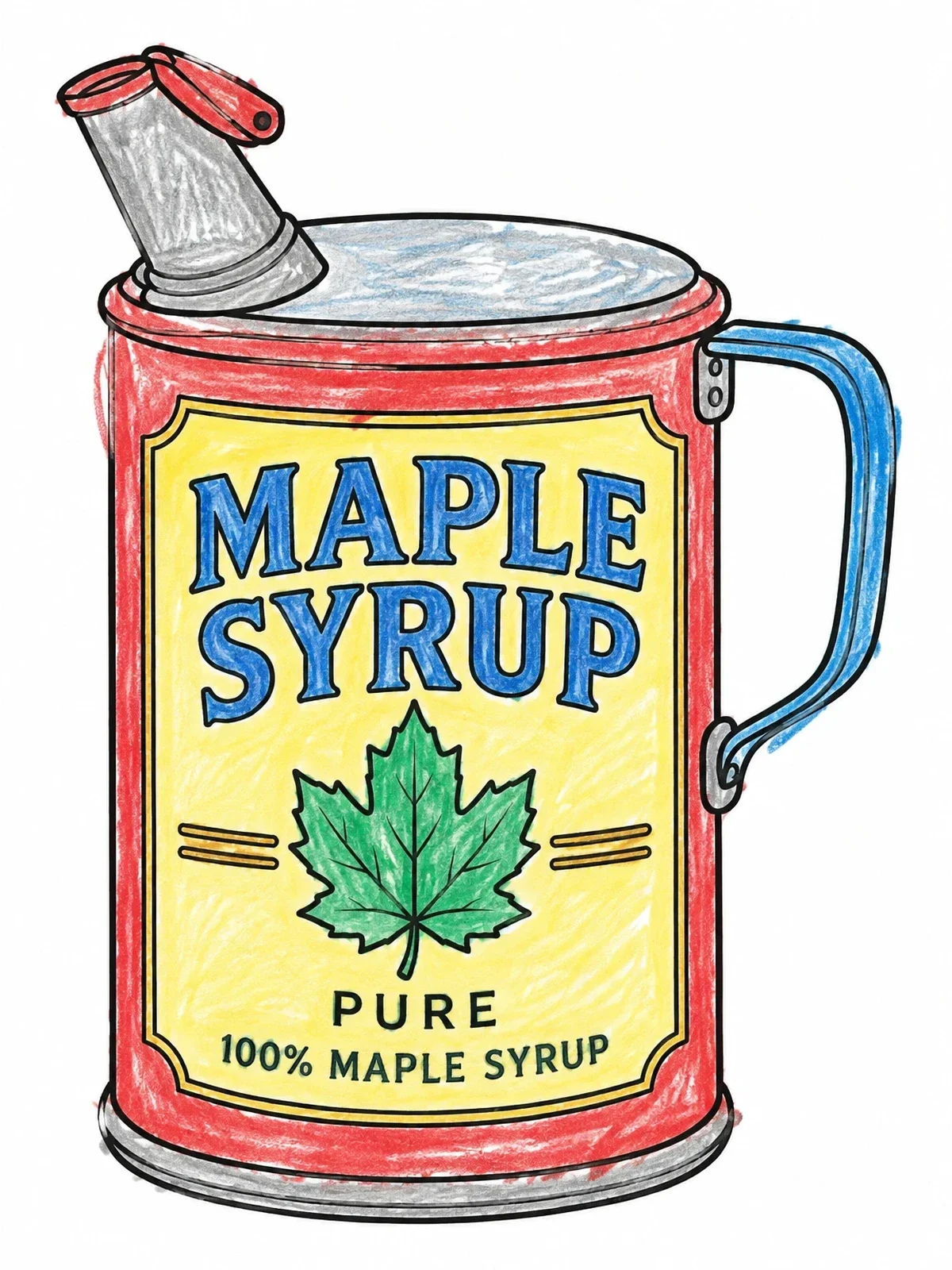 Colored example of the Vintage Maple Syrup Tin Can coloring page