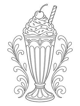 Free printable Vintage Milkshake With Whipped Cream coloring page