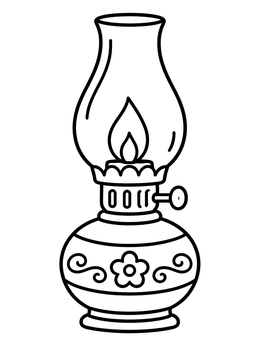 Free printable Vintage Oil Lamp With Flame coloring page