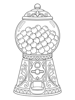 Free printable Vintage Ornate Gumball Machine coloring page