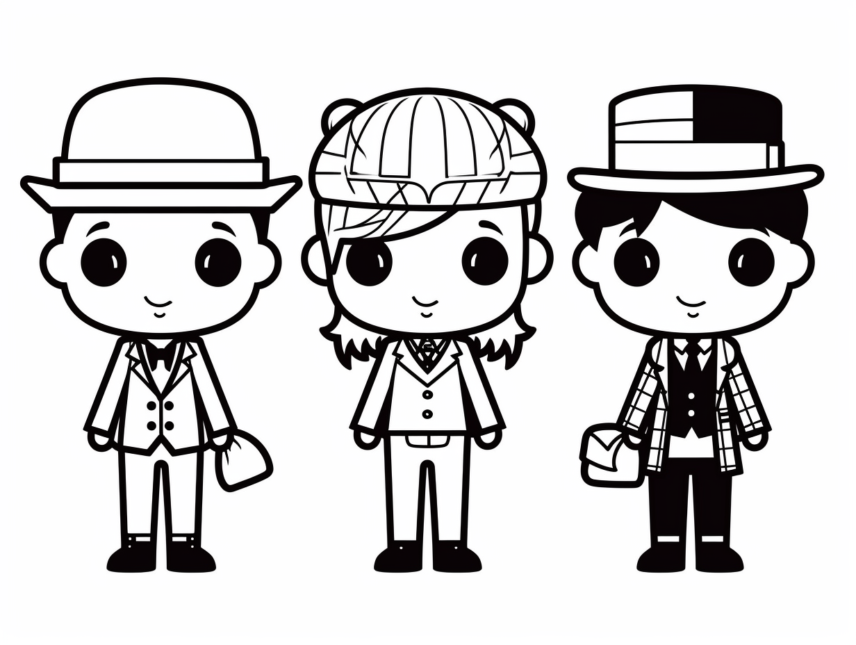 Vintage Paper Doll Artwork To Color - Coloring Page