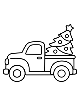 Free printable Vintage Pickup With Christmas Tree coloring page