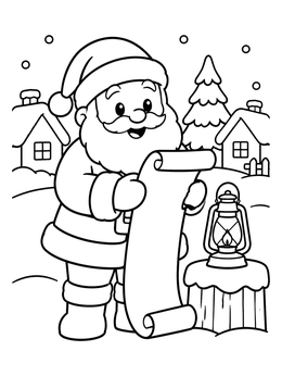 Free printable Santa Claus Checking List By Lantern coloring page