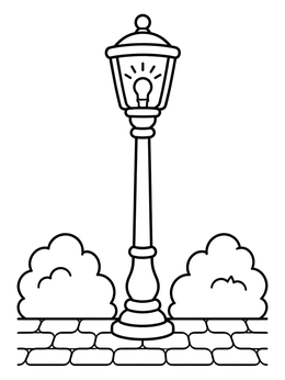 Free printable Vintage Street Lamp On Cobblestone coloring page