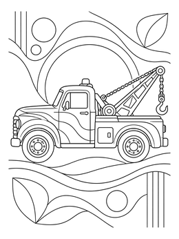 Free printable Vintage Tow Truck With Abstract Background coloring page
