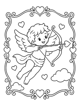 Free printable Cute Cupid With Bow And Arrow coloring page