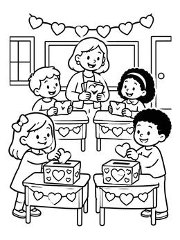 Free printable Valentine's Day Classroom Party coloring page