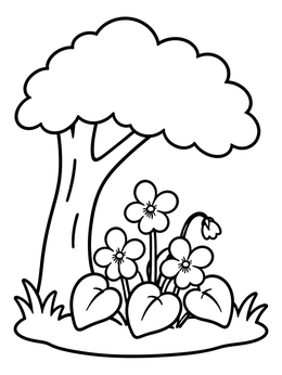 Free printable Violets Under A Shady Tree coloring page