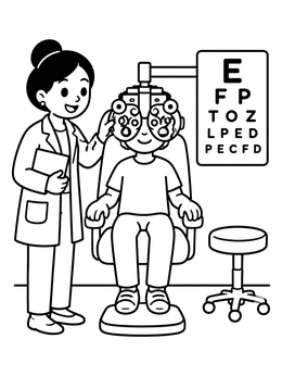 Free printable Eye Doctor Exam Room coloring page