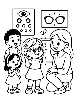 Free printable Showing Off New Sparkly Glasses coloring page