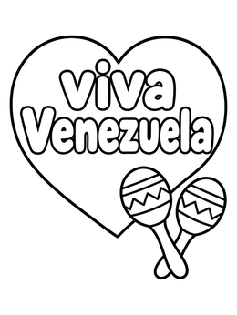 Free printable Viva Venezuela Heart And Maracas coloring page