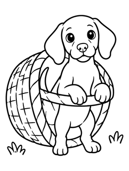 Free printable Vizsla Puppy In A Wicker Basket coloring page