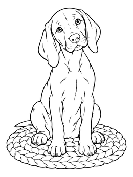Free printable Vizsla Puppy On Braided Rug coloring page