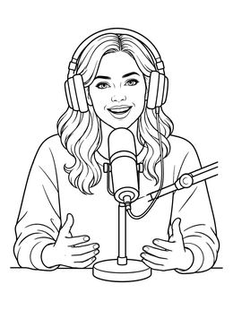 Free printable Voice Actor Recording In Studio coloring page