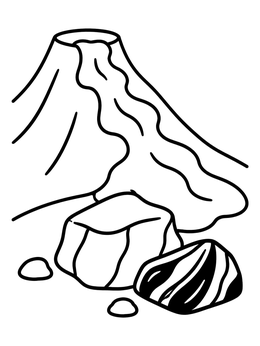 Free printable Volcano With Lava And Rocks coloring page