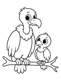 Free printable Vulture Parent And Baby On Branch coloring page