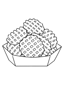 Free printable Crispy Waffle French Fries In Tray coloring page