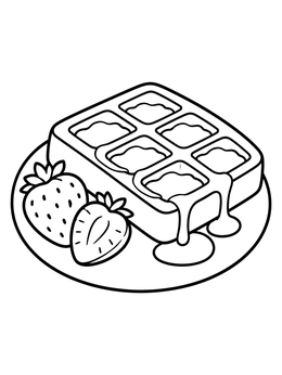 Free printable Waffle With Syrup And Strawberries coloring page