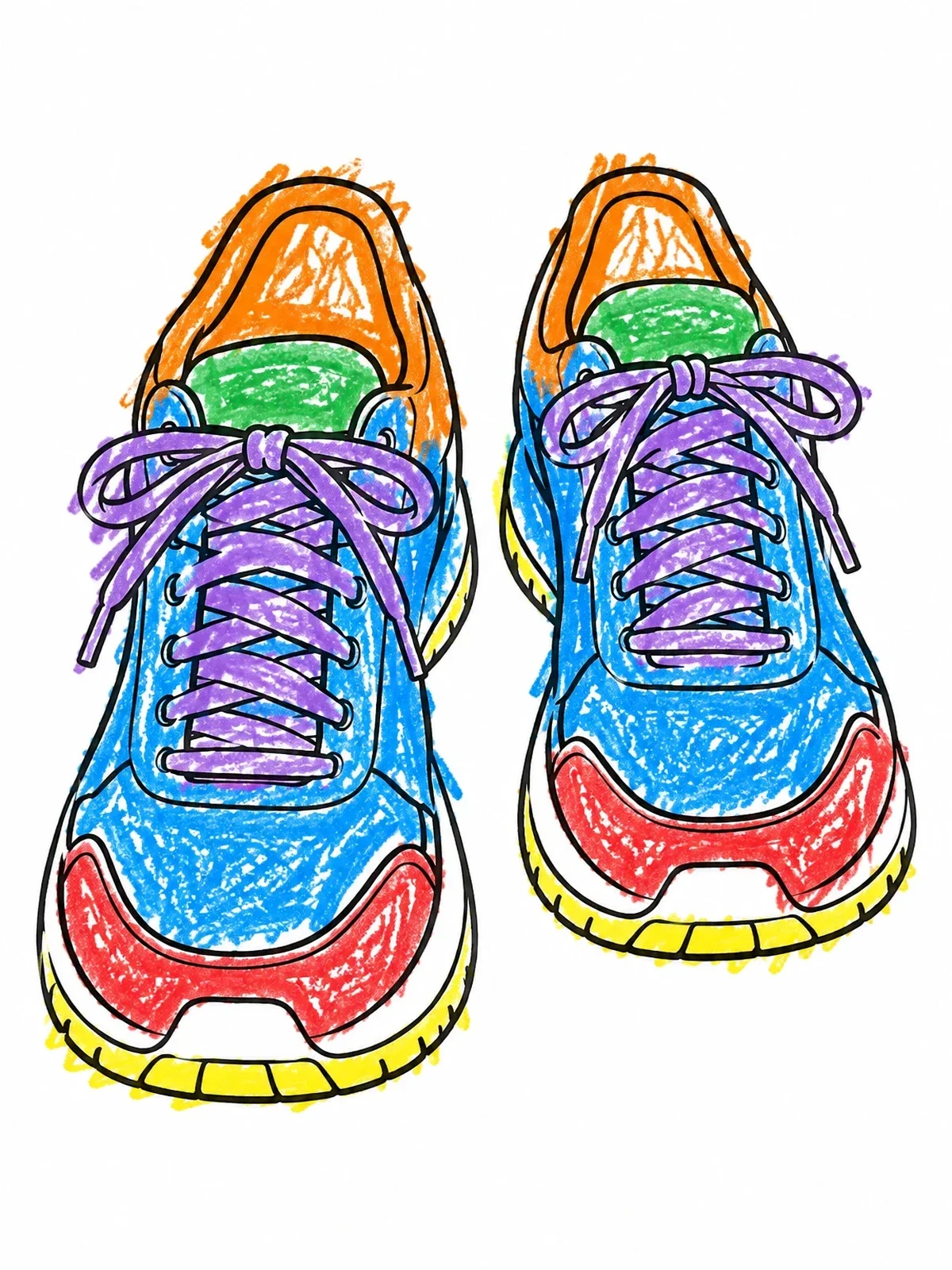 Colored example of the Pair Of Tied Running Sneakers coloring page