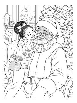 Free printable Warm Hug For Black Santa coloring page