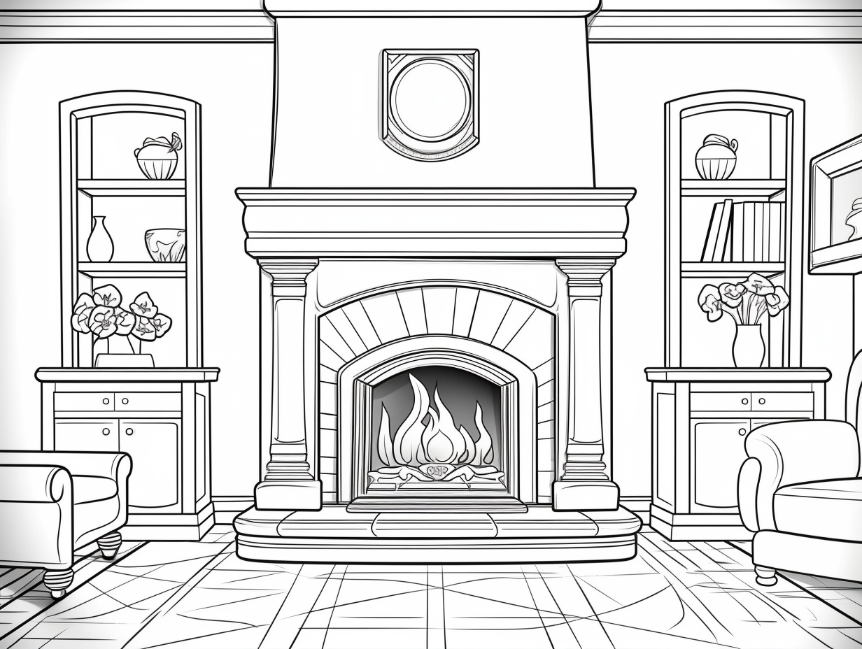 Warm Up With This Fireplace Coloring - Coloring Page