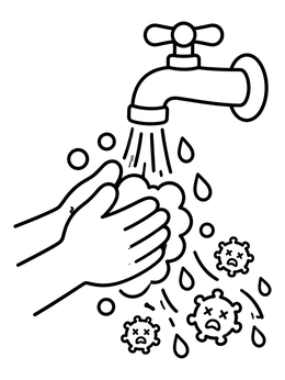 Free printable Washing Hands Free Of Germs coloring page