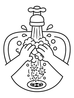 Free printable Washing Hands At The Sink coloring page