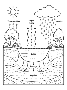 Free printable Water Cycle Aquifer Diagram coloring page