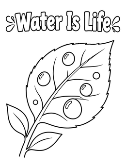Free printable Dew Drops On A Leaf coloring page