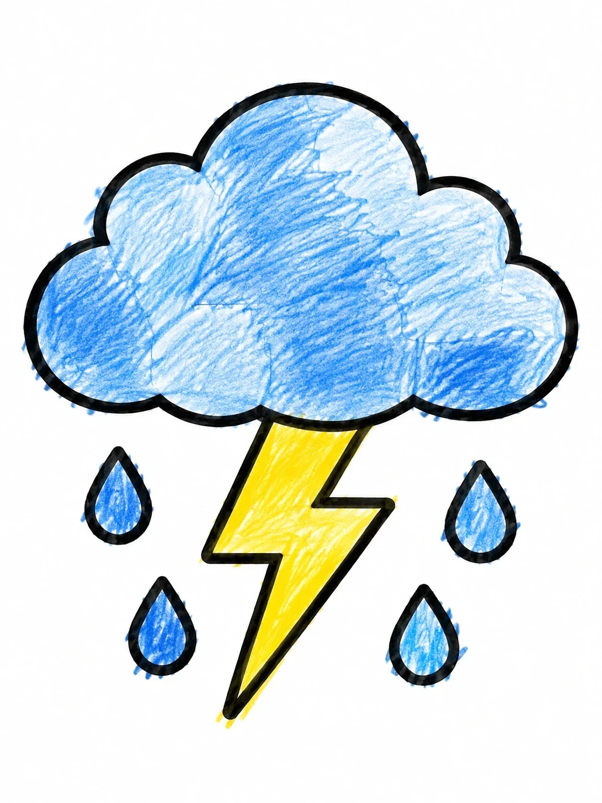 Colored example of the Storm Cloud With Lightning Bolt coloring page