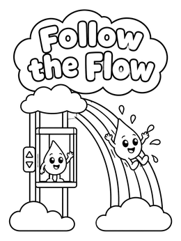 Free printable Water Droplets Elevator And Rainbow Slide coloring page