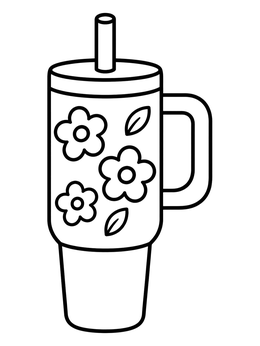 Free printable Floral Tumbler With Straw coloring page