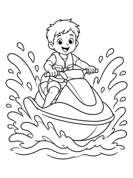 Free printable Boy Riding A Jet Ski coloring page