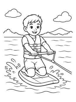 Free printable Happy Boy On A Kneeboard coloring page