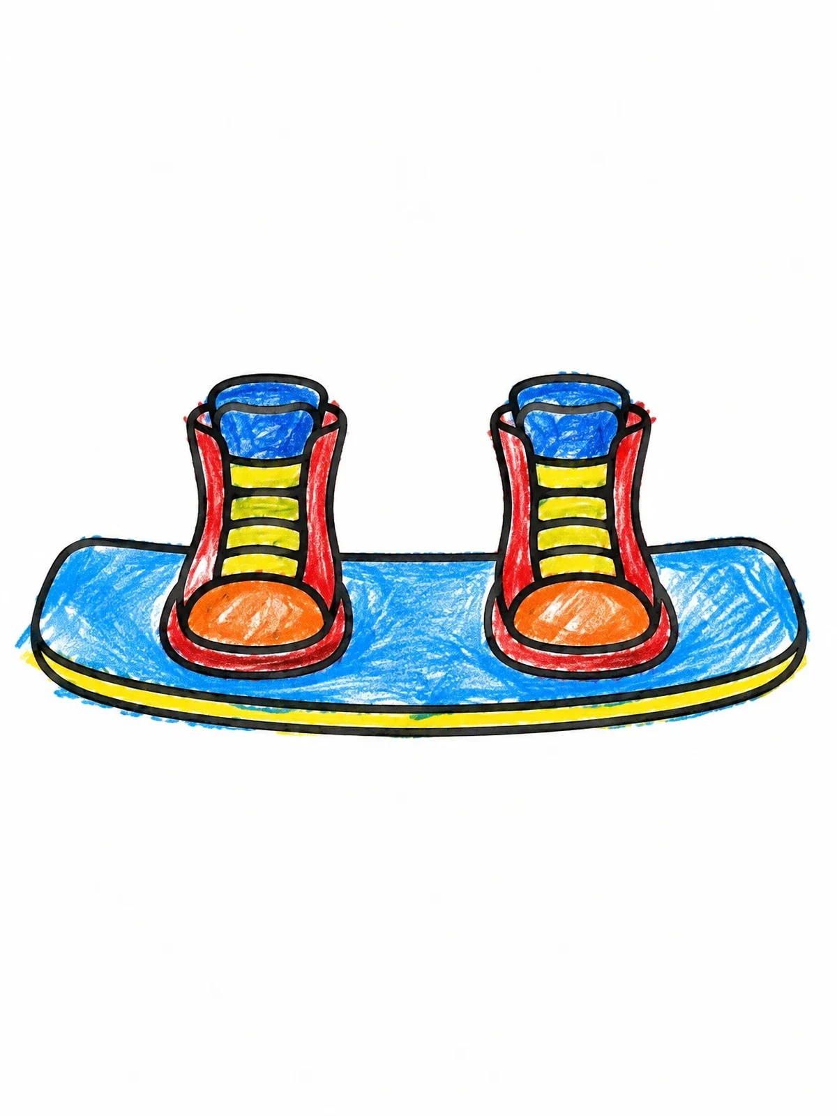 Colored example of the Simple Wakeboard With Twin Boots coloring page