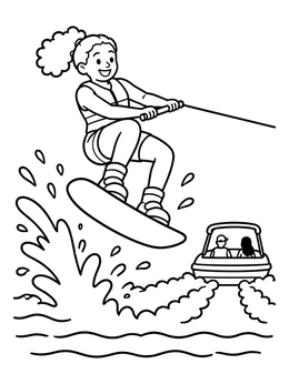 Free printable Wakeboarder Jumping The Boat Wake coloring page