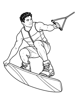 Free printable Wakeboarder Performing A Midair Grab coloring page