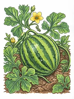 Watermelon Letters Patterned Watermelon Ripening On The Vine Coloring Page