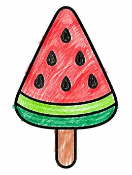 Watermelon Letters Patterned Watermelon Popsicle Ice Pop Coloring Page