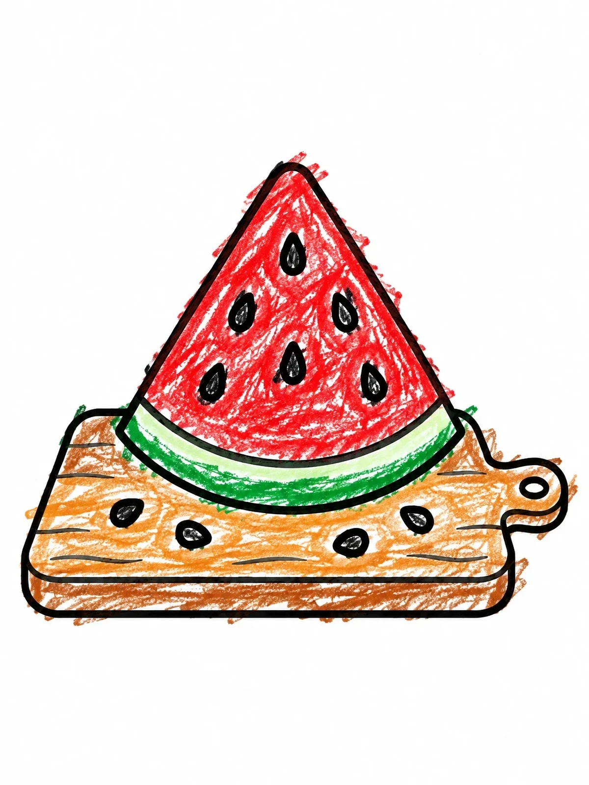 Colored example of the Watermelon Slice On Cutting Board coloring page
