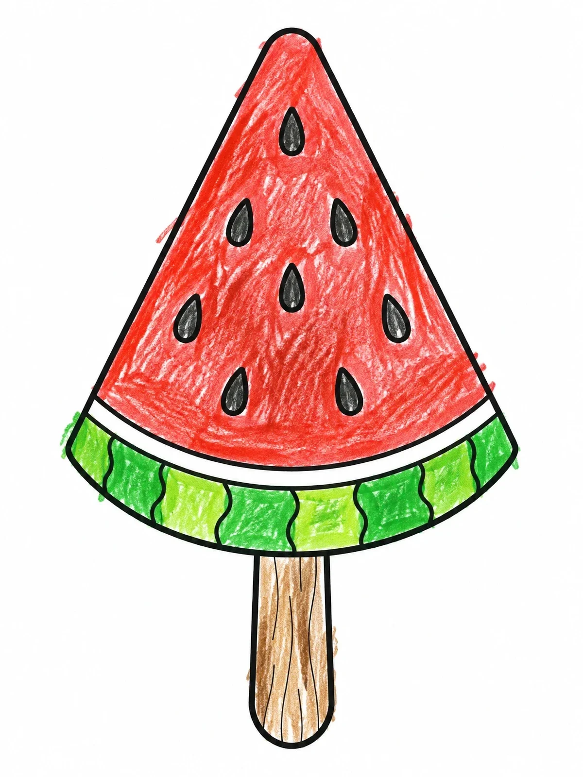 Colored example of the Watermelon Popsicle On A Stick coloring page