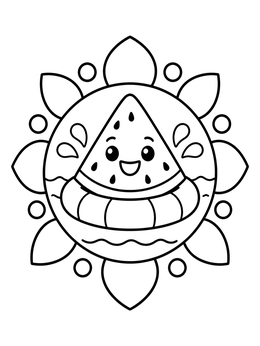 Free printable Watermelon Slice Floating In Pool Ring coloring page
