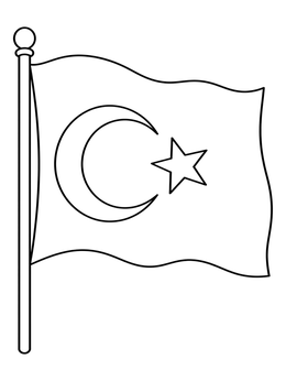 Free printable Waving National Flag Of Turkey coloring page