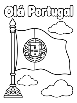 Free printable Portuguese Flag With Ola Portugal coloring page