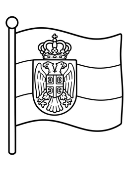 Free printable Serbian Flag On A Flagpole coloring page
